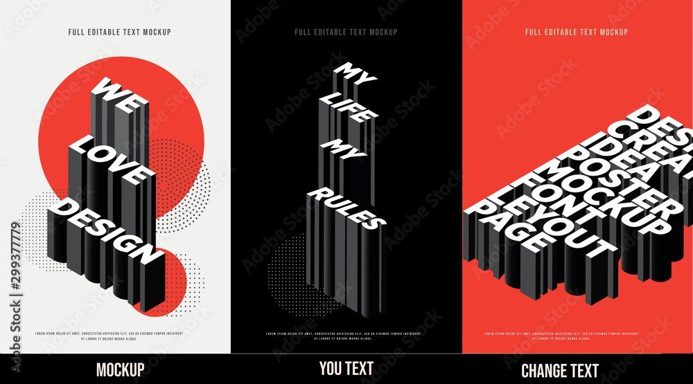 Plakat Nowoczesny szablon projektu plakatu Makieta efektu tekstowego 3D / w pełni edytowalna