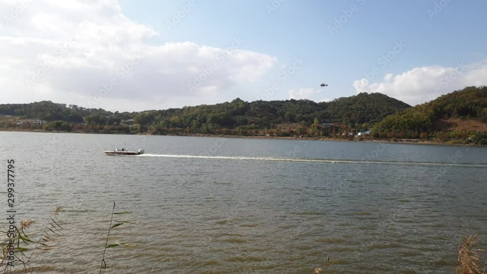 the boat and helicopter of the lake the boat and helicopter of the lake