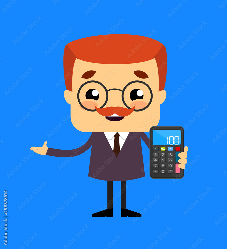 Salesman Boss Guy - Presenting a Calculator Salesman Boss Guy - Presenting a Calculator