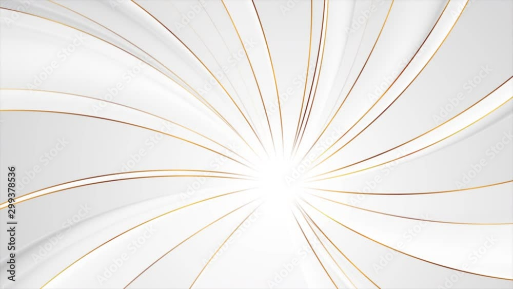 Grey and white corporate swirl beams abstract motion background with golden bronze lines. Seamless looping. Video animation Ultra HD 4K 3840x2160