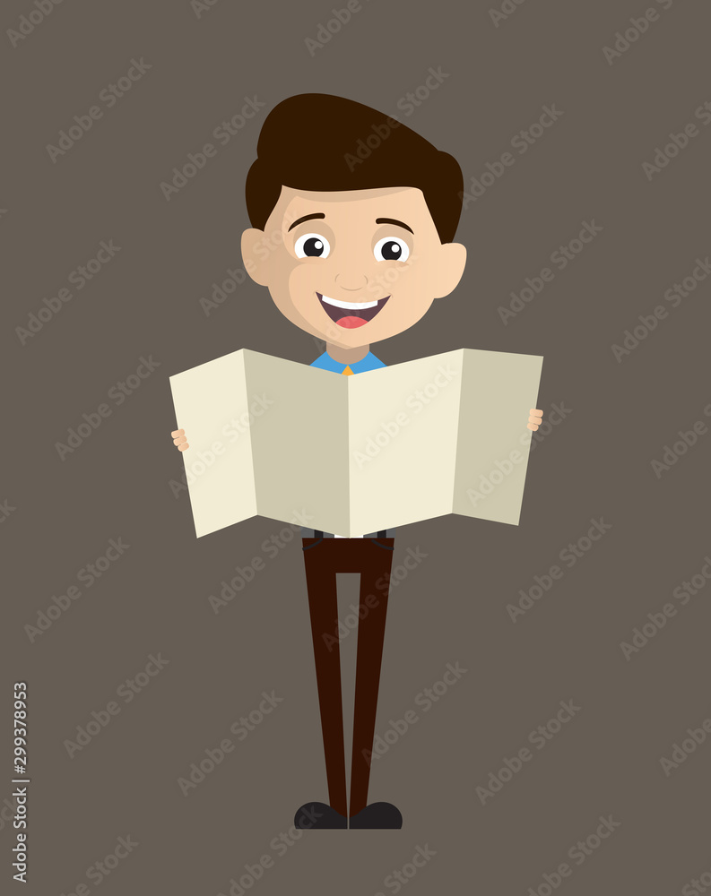 Salesman Employee - Holding a Folded Paper Banner Salesman Employee - Holding a Folded Paper Banner