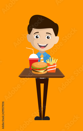 Salesman Employee - Presenting Fast Foods