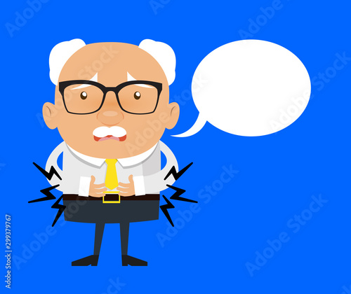 Salesman Employee - Feeling Pain in Stomach with Speech Bubble