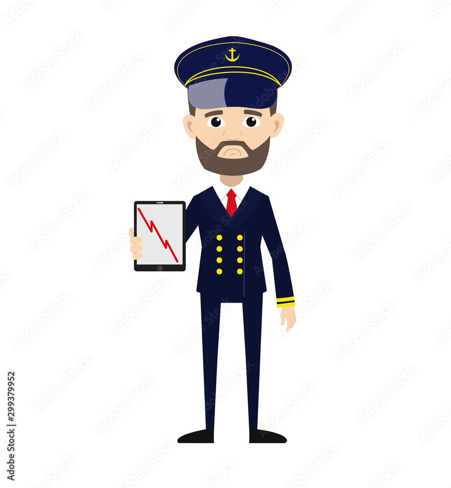 Ship Captain Pilot - Presenting Loss Graph on Tablet Ship Captain Pilot - Presenting Loss Graph on Tablet