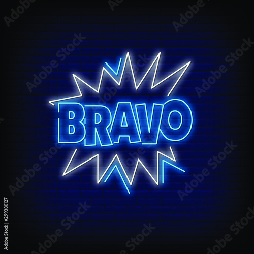 Bravo Neon Signs Style Text Vector