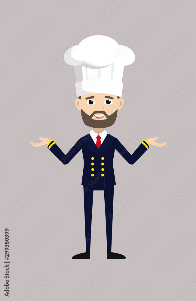 Ship Captain Pilot - Standing with Open Hands