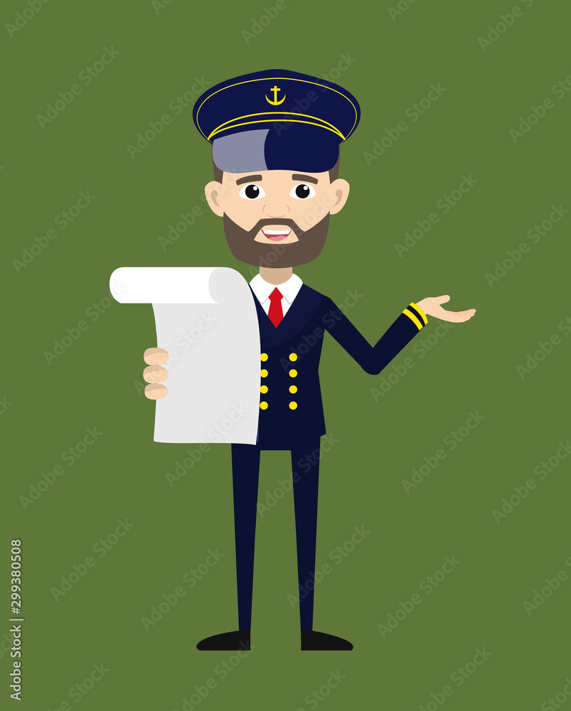 Ship Captain Pilot - Holding a Paper and Announcing