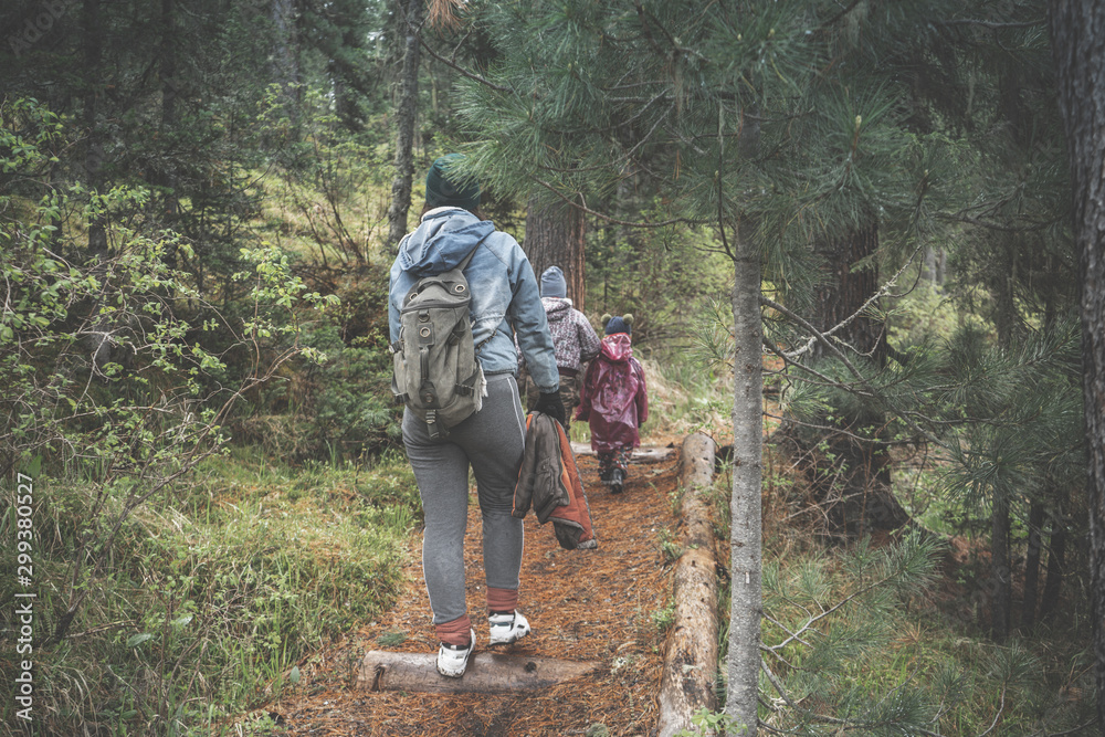 Fototapeta premium family in forest