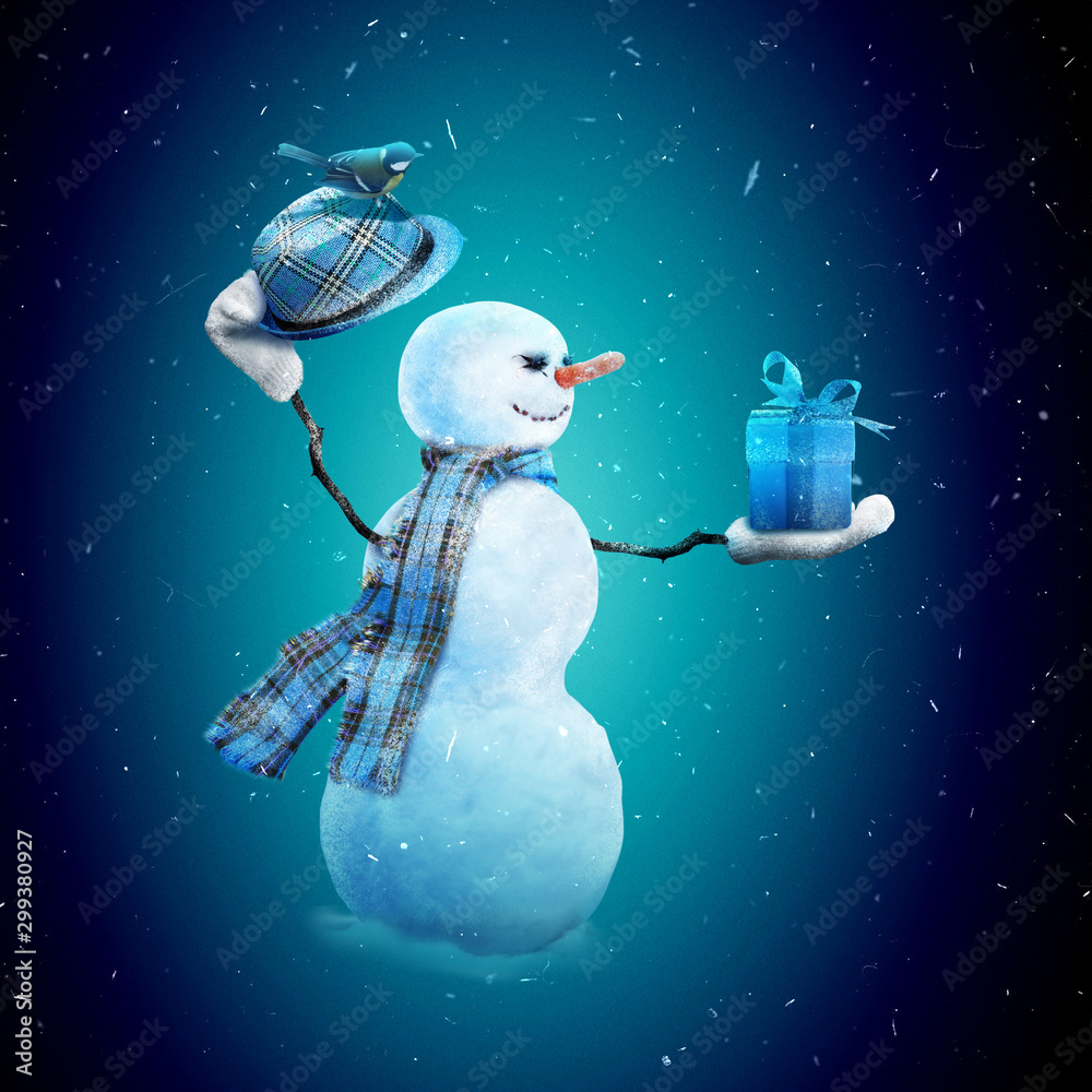 Obraz premium Schneemann - Weihnachtsmotiv