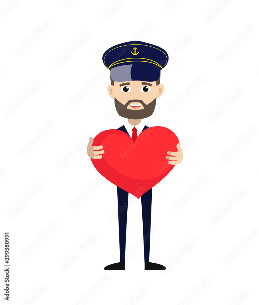 Simple Cartoon Santa - Standing with a Heart Simple Cartoon Santa - Standing with a Heart