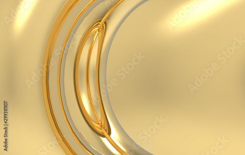 3d rendering. luxurious golden curve surface design wall background.