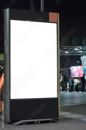 Blank billboard in the night with copy space for your text message or content