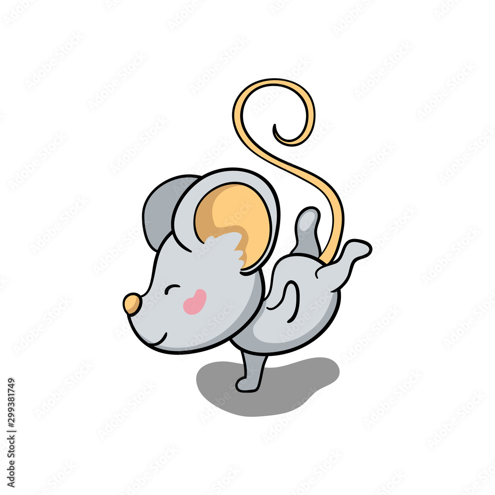Cute mouse character dance. 2020 New Year symbolic animal. Rat or mouse cartoon vector illustration Cute mouse character dance. 2020 New Year symbolic animal. Rat or mouse cartoon vector illustration