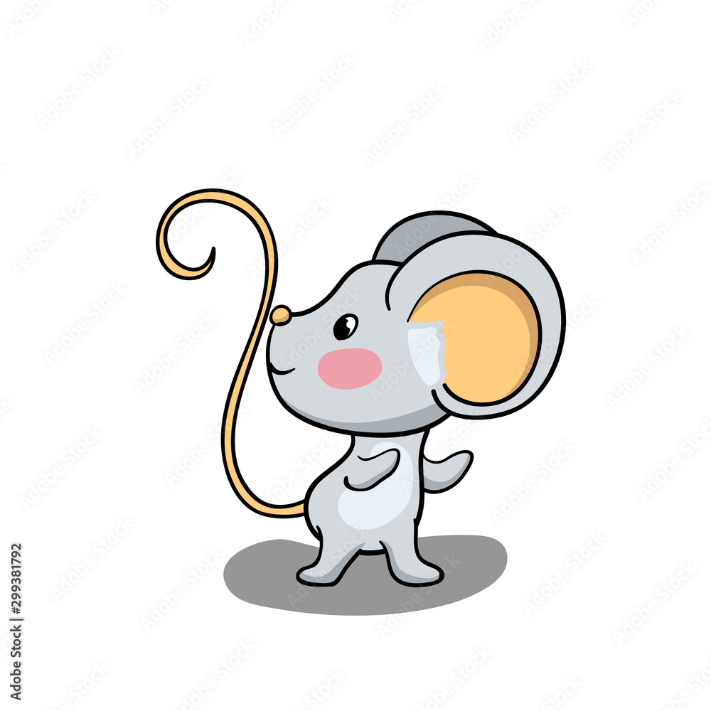 Cute mouse character smiling. 2020 New Year symbolic animal. Rat or mouse cartoon vector illustration Cute mouse character smiling. 2020 New Year symbolic animal. Rat or mouse cartoon vector illustration