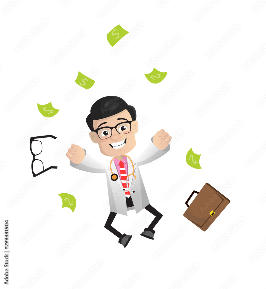 Surgeon - Jumping in Excitement with money Surgeon - Jumping in Excitement with money