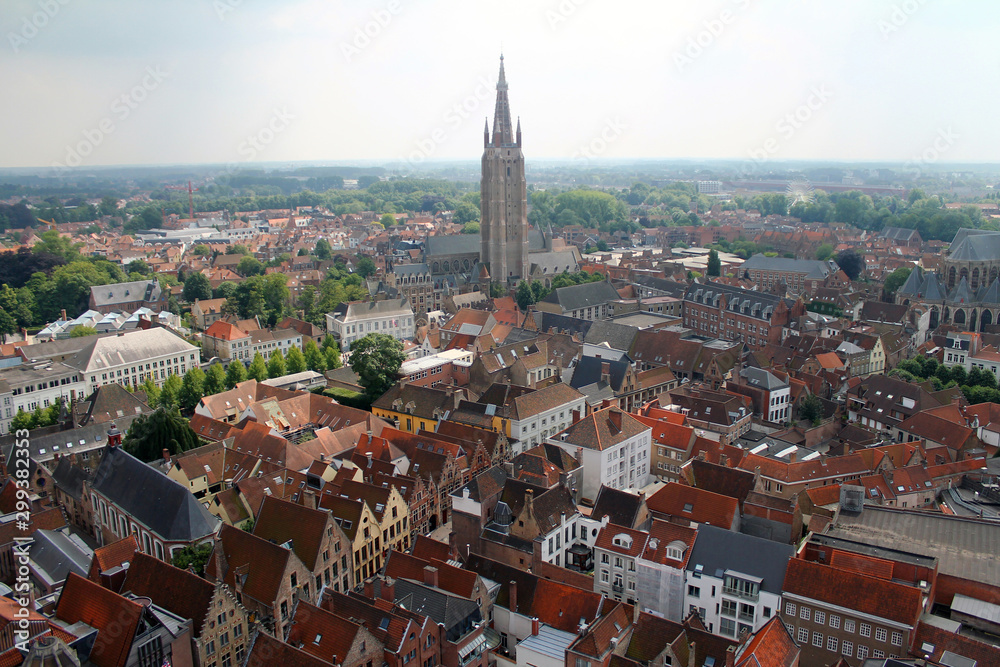Bruges panorama from the top of the bell tower