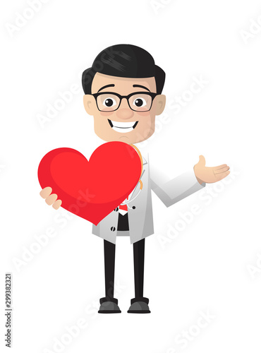 Surgeon - Holding a Heart and Showing with Hand