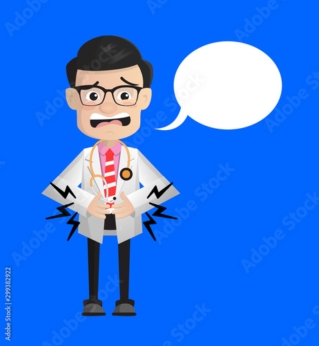Surgeon - Feeling Pain in Stomach with Speech Bubble