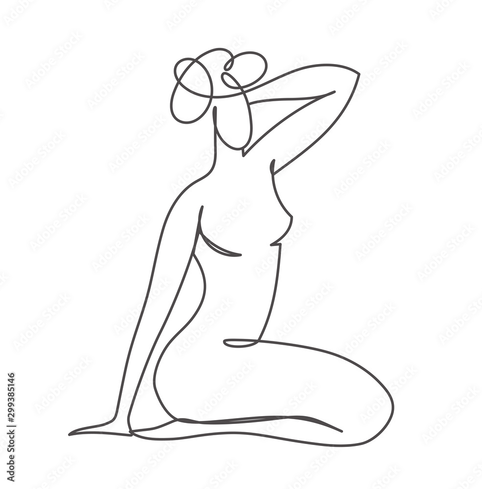 Logo template of woman body in line art style