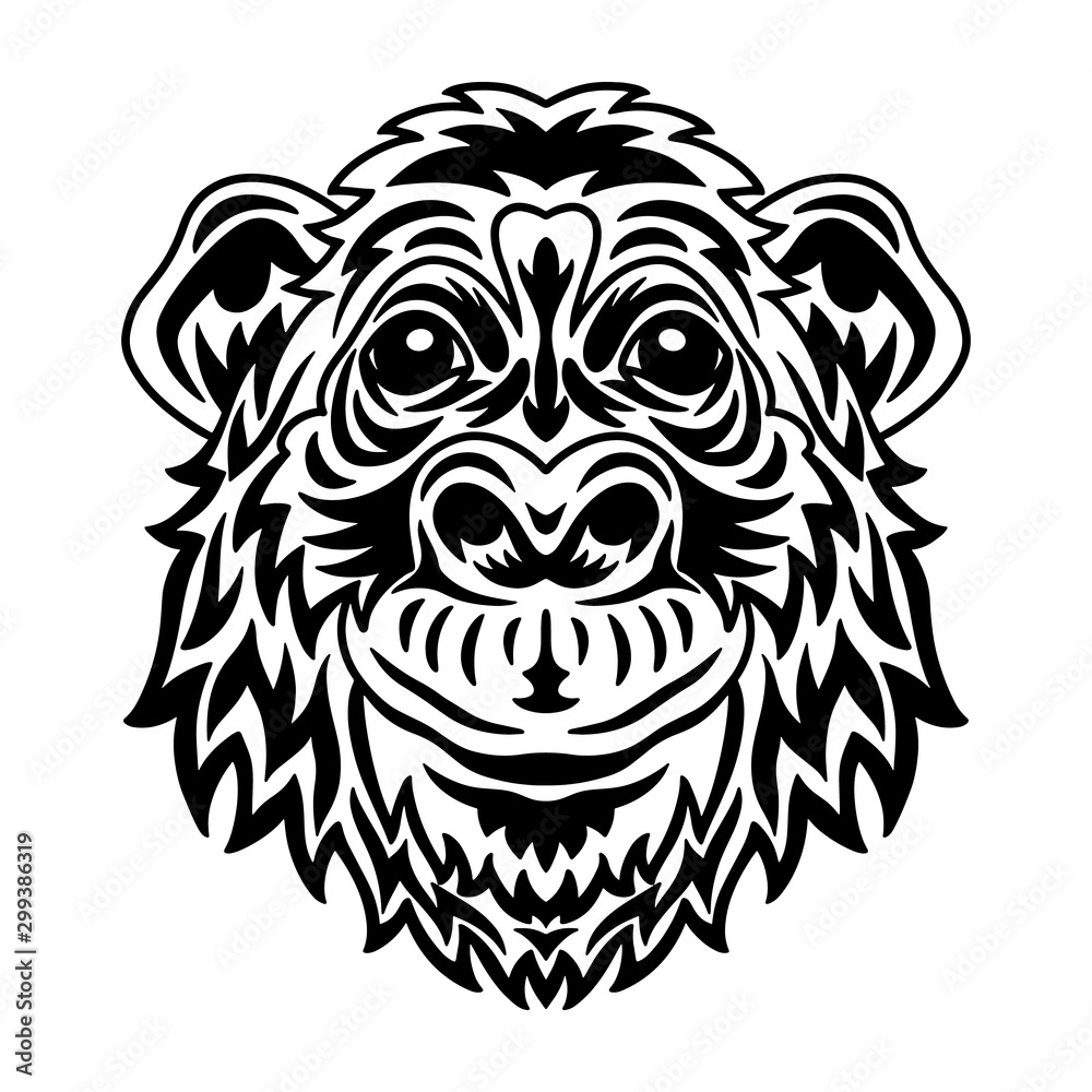 Fototapeta premium Monkey face. Design element for poster, card, banner.