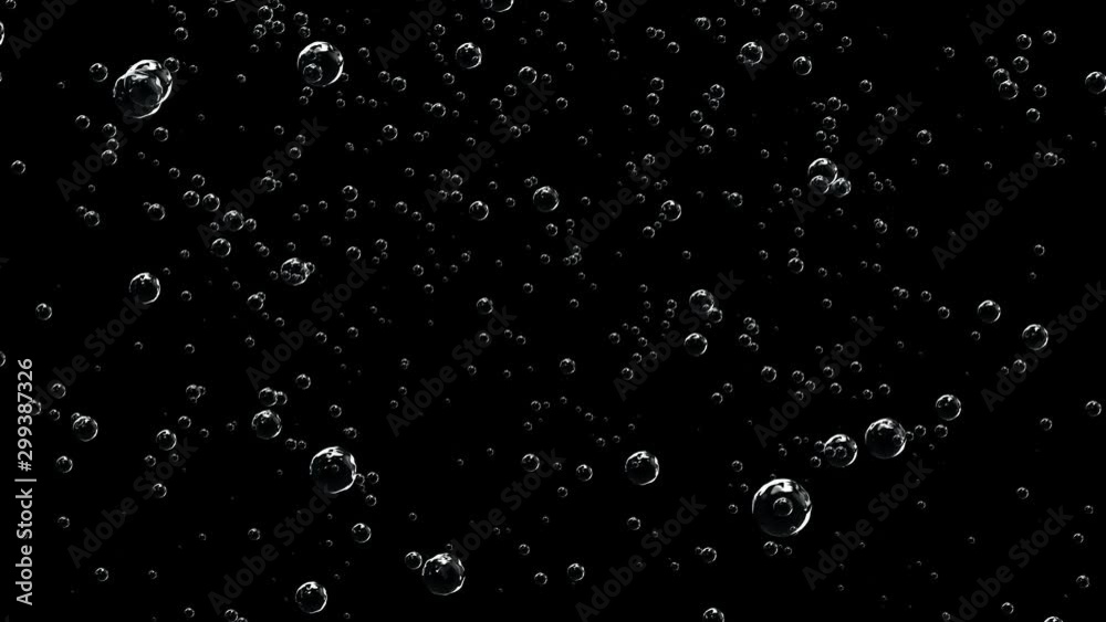 Transparent bubbles of different sizes on a dark background rise up. Rising bubbles floating and moving. Transparent bubbles of different sizes on a dark background rise up. Rising bubbles floating and moving.