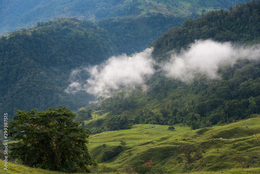 Rural landscape in the mountains in Colombia
