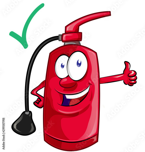 Cartoon mascot  of fire extinguisher . illustration