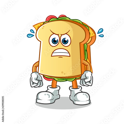 sandwitch angry cartoon vector mascot illustration