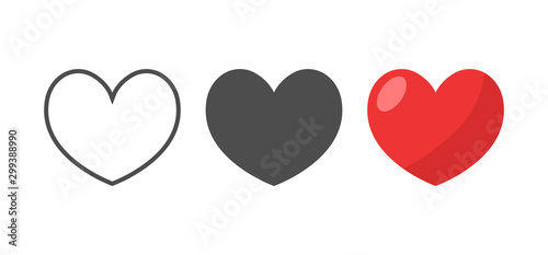 Hearts vector icons. Love symbol collection.