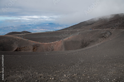 Landscape of Mount Etna with Black and Gray Rocky Surface