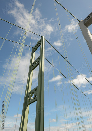 Fototapeta Naklejka Na Ścianę i Meble -  Detailed image of a cable suspension bridge