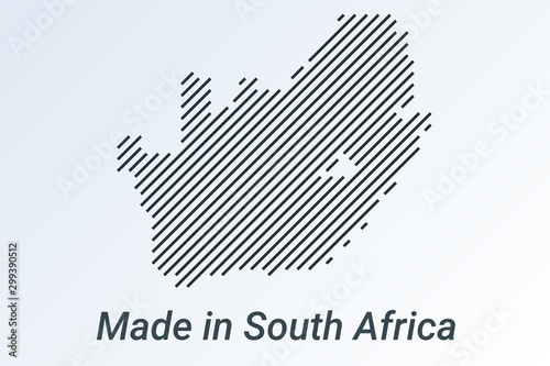 Made in South Africa, striped map in a black strip on a silver background Fototapet