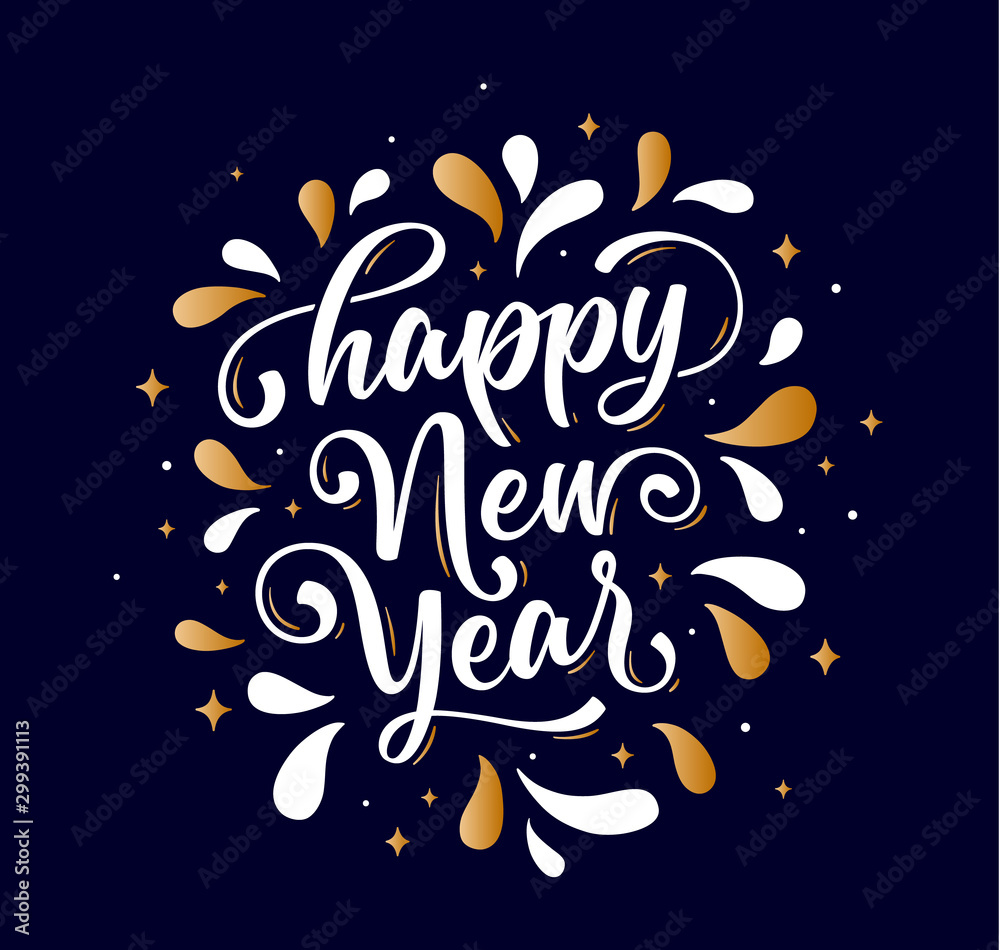 Happy New Year. Lettering text for Happy New Year Happy New Year. Lettering text for Happy New Year