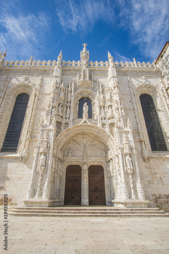 Jeronimos Monastery building in Belem area in Lisbon , Portugal 