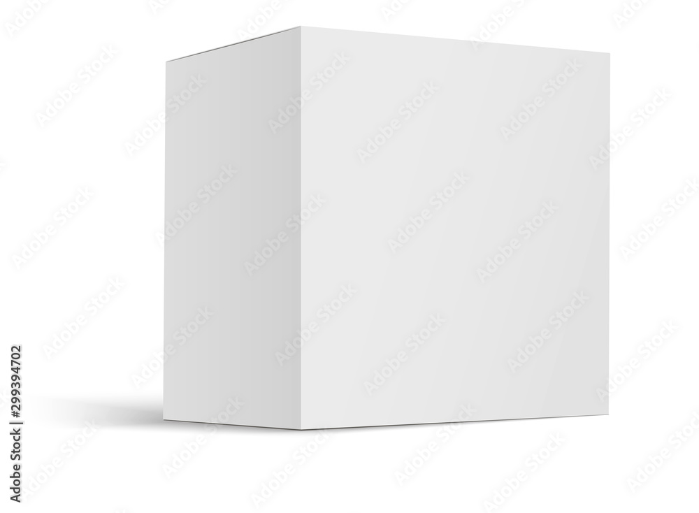 Mock up white cardboard package box. White realistic box mockup for