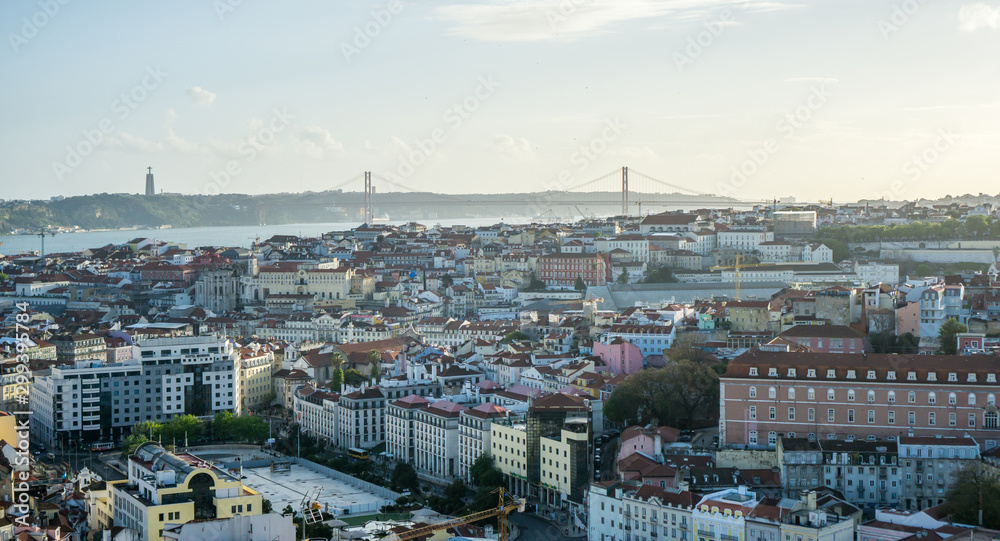 An amazing panoramic view of the city of Lisbon from the Miradouro da Senhora do Monte viewpoint.