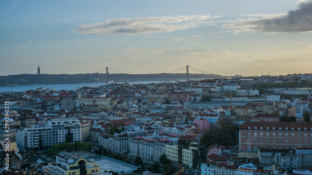 An amazing panoramic view of the city of Lisbon from the Miradouro da Senhora do Monte viewpoint.