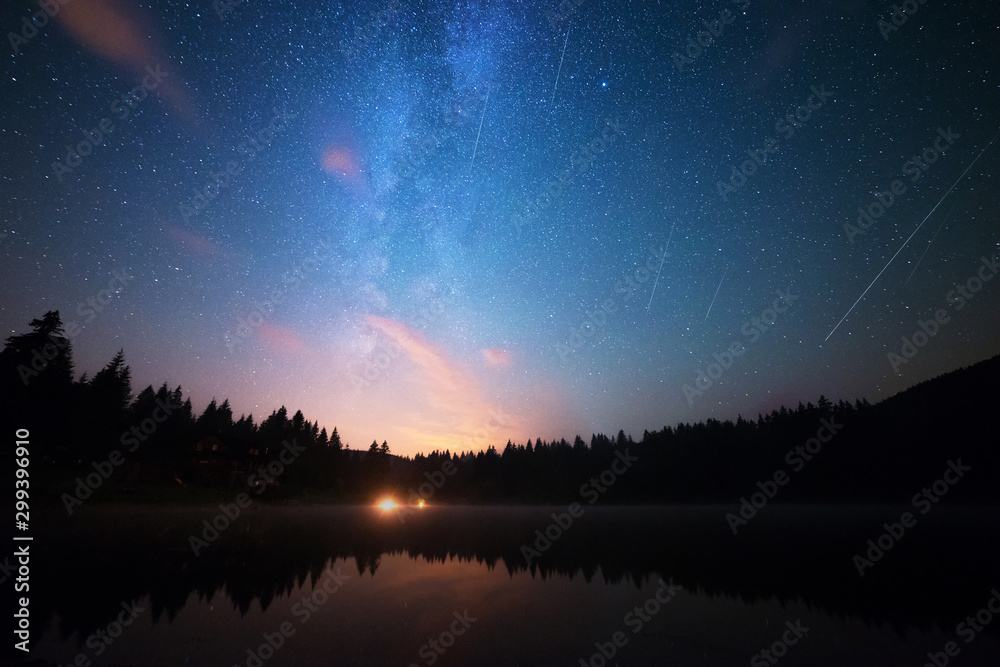 The Perseids, Meteor Shower Above The Lake