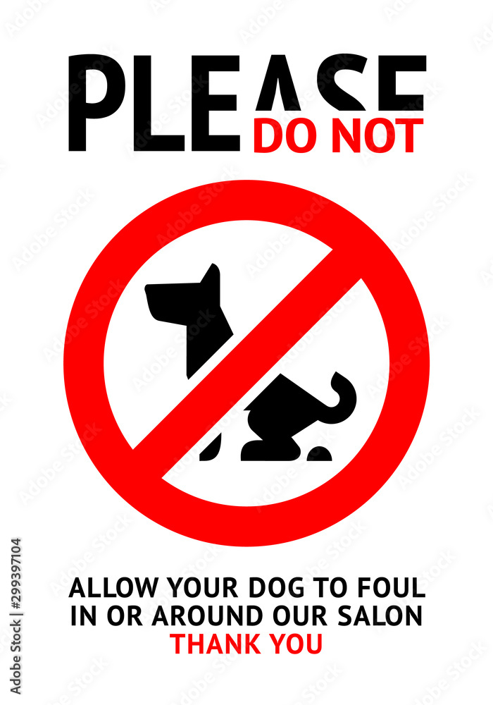 No dog fouling sign, modern trendy banner for city No dog fouling sign, modern trendy banner for city