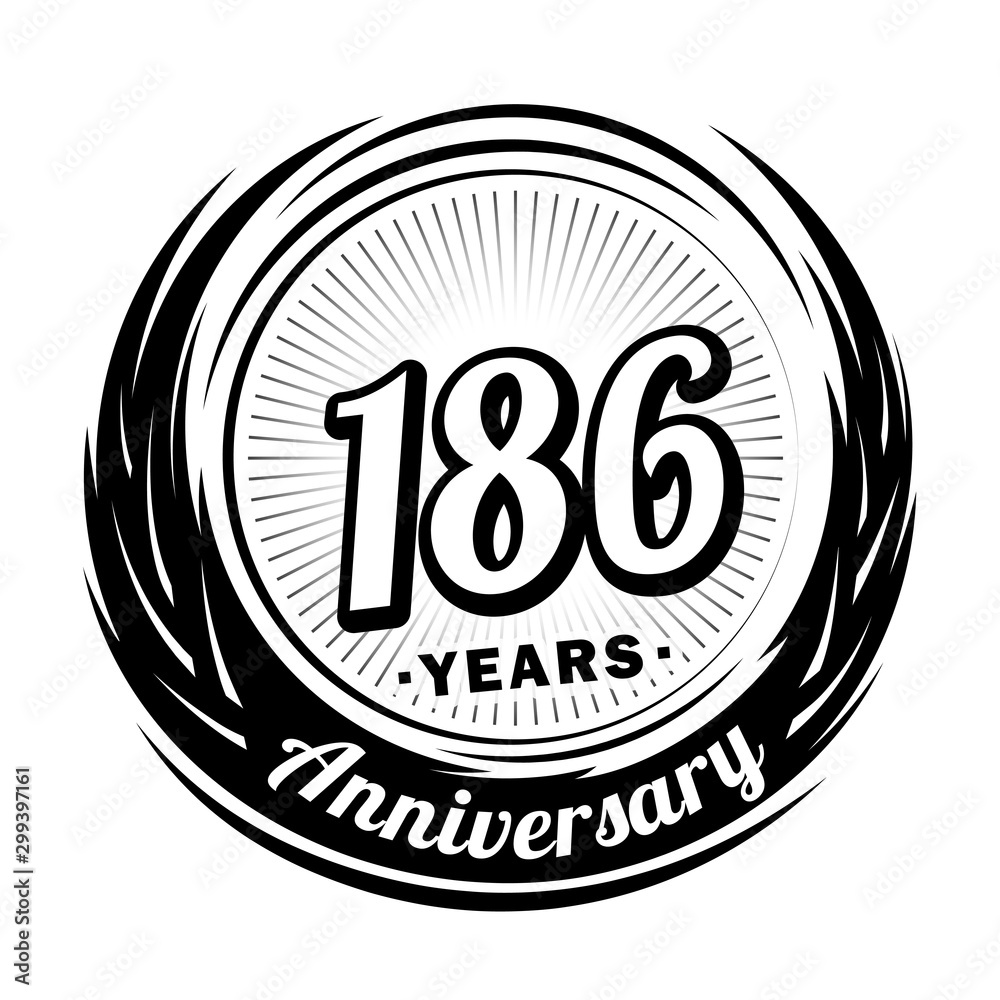 186 years anniversary. Anniversary logo design. One hundred and eighty-six years logo.