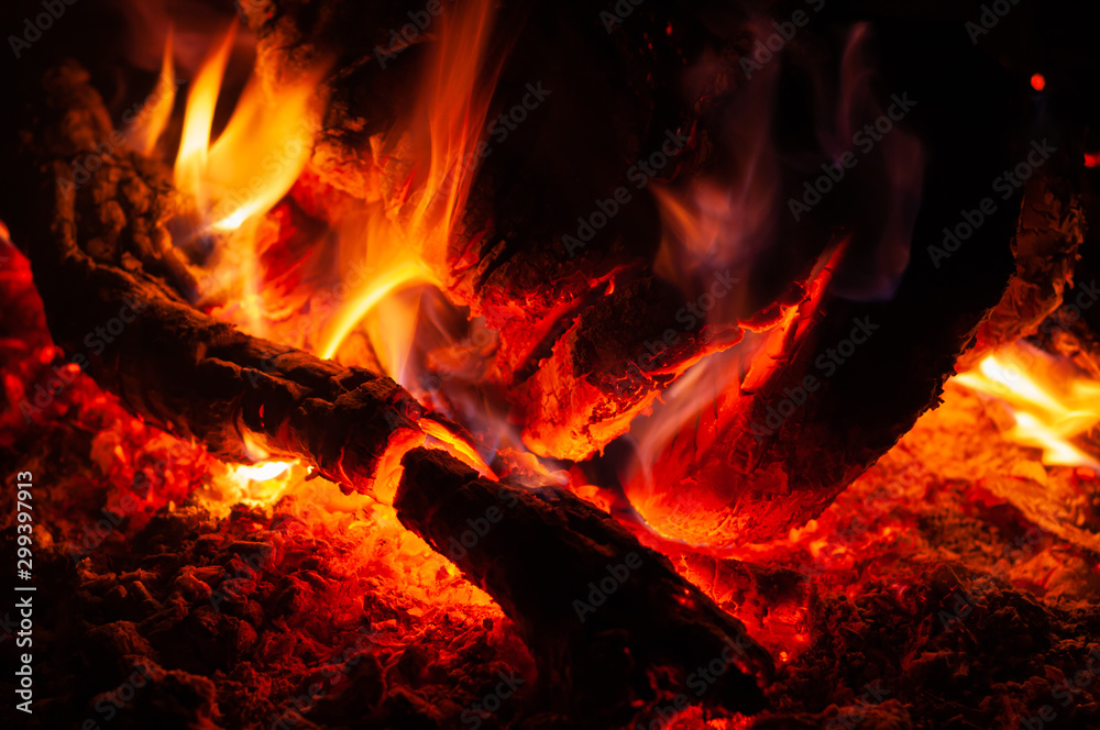 Fading cozy bonfire with calving bright coals. Fading cozy bonfire with calving bright coals.