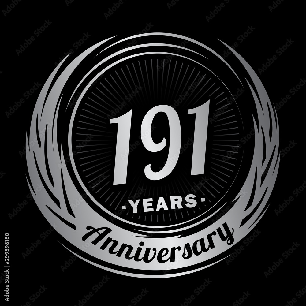 191 years anniversary. Anniversary logo design. One hundred and ninety-one years logo.
