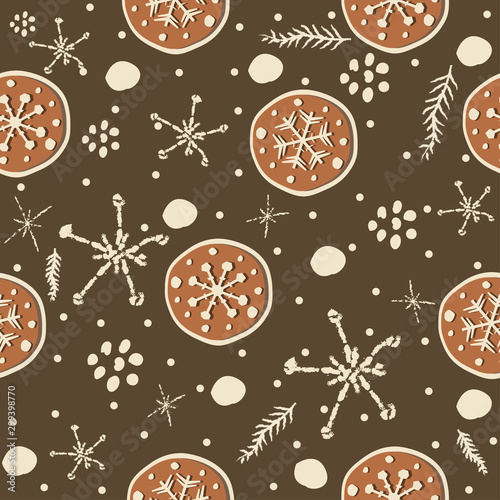 Gingerbread cookie seamless background. Creative Design.