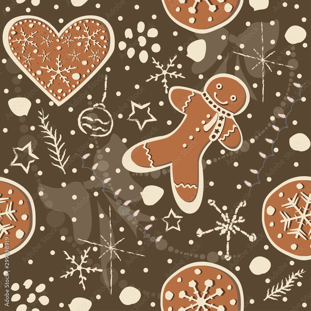 Gingerbread cookie seamless background. Creative Design. Gingerbread cookie seamless background. Creative Design.