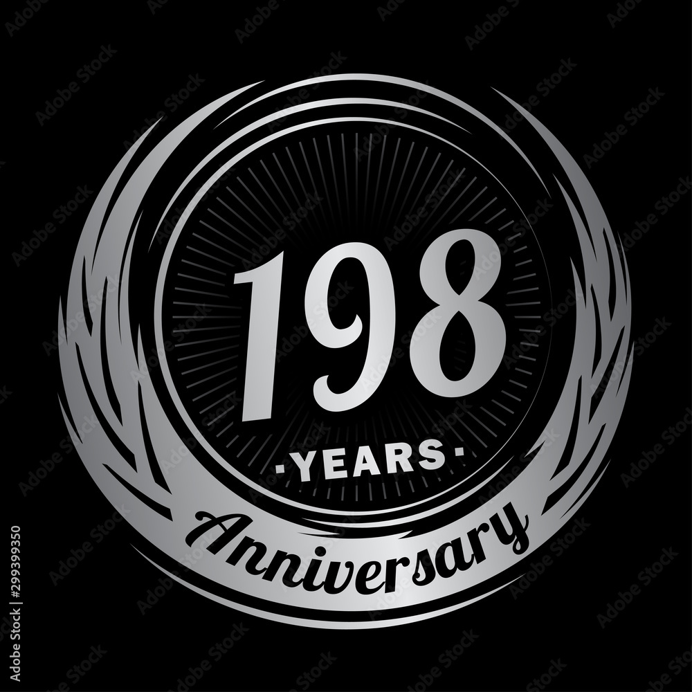 198 years anniversary. Anniversary logo design. One hundred and ninety-eight years logo.