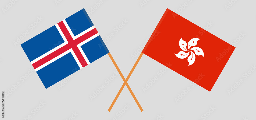 Hong Kong and Iceland. Hongkong and Icelandic flags