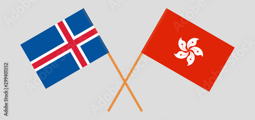 Canvas Print Hong Kong and Iceland. Hongkong and Icelandic flags