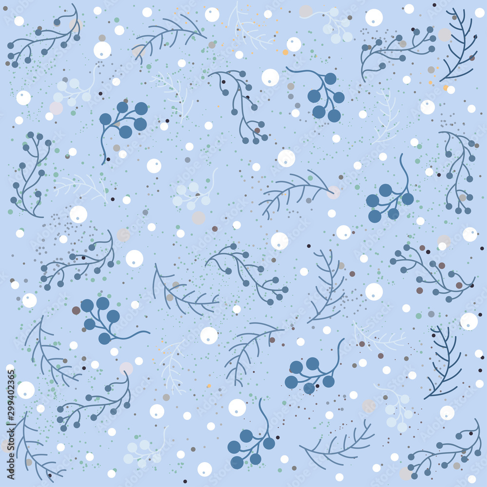 Hand Drawn Seamless Pattern with plants and berries. Artistic Creative Design. Hand Drawn Seamless Pattern with plants and berries. Artistic Creative Design.