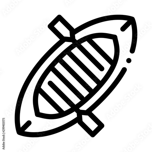 Inflatable Boat Canoeing Icon Vector Thin Line. Contour Illustration