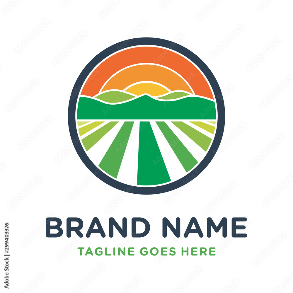 Fototapeta premium Farm Hill Circle Logo Design